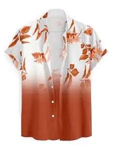 Men Regular, Super Slim Fit Printed, Self Design Spread Collar Casual Shirt (M, Orange) (VE167_Orange_M_BAZ)