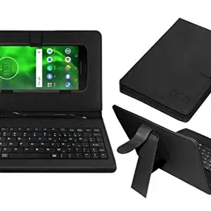 ACM Keyboard Case Compatible with Motorola Moto G6 Mobile Flip Cover Stand Plug & Play Device for Study & Gaming Black