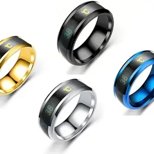 Men 4ComboSmartTemperatureRingGold,SilverBlue&Black (IR822) B_ingGold,SilverBlue&Black(Size 18)_IR822