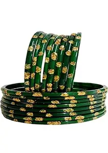 Generic Green chndramukhi glass bangles set for women and girls pack of 24 (2.2)