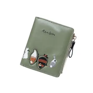 Wallet for Women,1 Dark Green Fashionable Leather Wallet,Mini Cute Animal Embroidered Wallet,Keychain Combination Wallet,Great Ideal Gift for Your Family and Friends