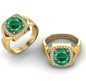 DAURAYA GEMS 14.25 Ratti 13.92 Carat Natural Emerald Ring (Natural Panna/Panna Stone Gold Ring) Original AAA Quality Gemstone Adjustable Ring Astrological Purpose for Men Women by Lab Certified