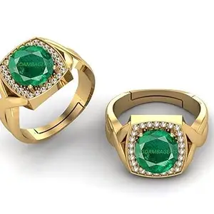 15.25 Ratti 14.98 Carat Natural Emerald Ring (Natural Panna/Panna Stone Gold Ring) Original AAA Quality Gemstone Adjustable Ring Astrological Purpose for Men Women by Lab Certified