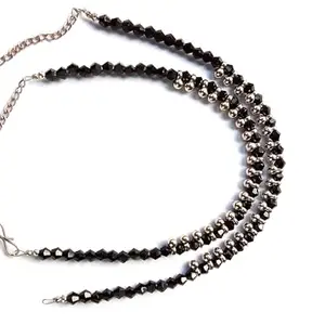Silver anklets for women with black charms