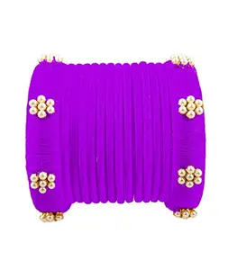HARSHAS INDIA CRAFT Silk Thread Bangles New Chuda Bangle Set For Womens (purple) (Pack of 14) (Size-2/6)