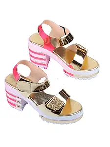 WalkTrendy Womens Synthetic Gold Sandals With Heels - 6 UK (Wtwhs295_Gold_39)