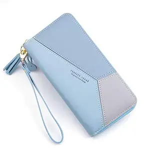 Women Wallet Wallet for Women and Girls | Zipper Wallets Leather Credit Card Holder (Blue)