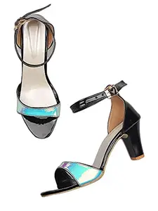 WalkTrendy Womens Synthetic Black Sandals With Heels - 5 UK (Wtwhs304_Black_38)