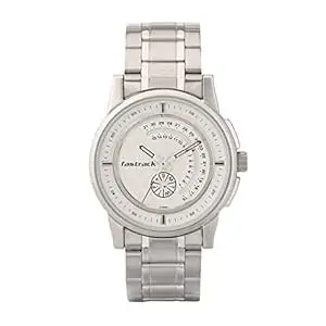 Fastrack Go Skate Quartz Analog with Day and Date White Dial Silver Stainless Steel Strap Watch for Guys - NT3215SM01
