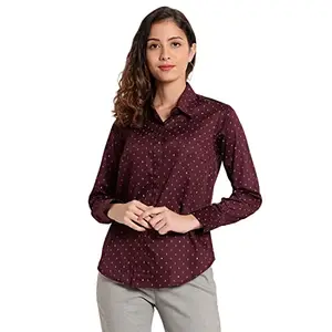 Indietoga Women's Plus Size Slim Fit Cotton Formal Shirts (10001327_Purple Printed_2XL)