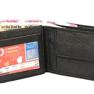 Currency Men Black Artficial Leather Wallet with Multi (5Card Slots)