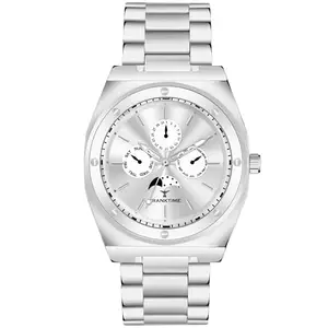 Franktime Analog Day & Date Functioning Chain Watch for Men's and Boy's | Silver Dial Watch for Men's | Luxury and Premuim Watch for Men's | Chain Adjustable Strap Wrist Watch for Men's