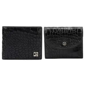 Da Milano Leather Men & Women Wallet Gift Set - Black (GS-0004-3-OL)