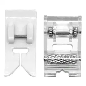 Jasol 2 Pcs Roller Sewing Machine Presser Foot Non Stick Zigzag Teflon Sewing Machine Presser Foot Fit for Usha Brother Juki Singer Brother Low Shank Simplicity Automatic Sewing Machine Set of 1