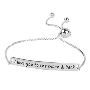 Amazon Brand - Nora Nico 925 Sterling Silver BIS Hallmarked Love You to The Moon and Back Sliding Bolo Bracelet for Women