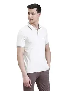 CROCODILE Men Solid Slim Fit Polo T-Shirt | Regular Length | Short Sleeve | Button Placket | Casual Knitted Topwear