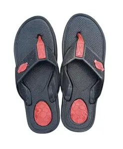 B-TOP Mens and Boys Thongs Slipper Black and Red-(No-8)