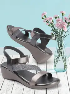 Picktoes PT-S106 Women's Grey Synthetic Leather Casual Heel Sandal