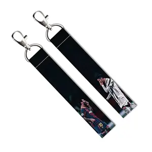 ISEE 360® 2 PCs Messi and Ronaldo Lanyard Tag with Swivel Lobster for Gift Luggage Bags Backpack Laptop Bags L X H 5 X 0.8 INCH