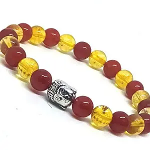 Astroghar Real Citrine and Carnelian Stretch Bracelet for Men and Women