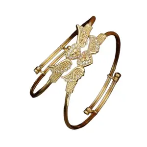 Generic Gold Brass Cuff Bracelet for Women | Cubic Zirconia/American Diamond | Free Size | 2 Pc | 7e2jqt_Bracelets_FS