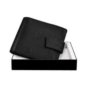 CLOUDWOOD Black Bi-Fold Genuine Leather 6 ATM Removable Card Slots Wallet for Men -WL502