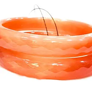 Prem Bangles original Crystal cut Glass Bangles for women (Orange, 2.6)