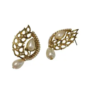 La Belleza Antique Oxidised With Golden Stud Earring For Girls And Women (Golden Drop Stud)