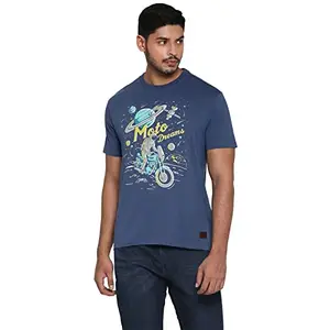 Royal Enfield Men's Regular Fit T-Shirt (RLATSO000064_Dark Blue XL)
