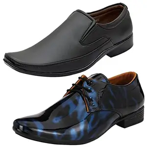 Aadab Formal Shoes/Party Shoes/ 2 Shoes Combo with Free 2 Belt for Men and Boys (BAZAAR10578_XRT-2BLT-101) Multicolor