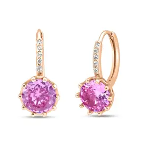 Zavya 925 Sterling Silver Pink Solitaire Rose Gold Plated 925 Sterling Silver Earrings | Gifts For Women And Girls | With Certificate of Authenticity and 925 Hallmark