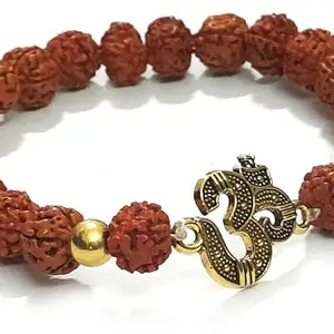 ASTROGHAR Rudraksh multicolour Om Aum ॐ Golden Charm Bracelet For Men and Women Bracelet For Men and Women