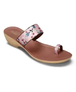 PARAGON Women's Peach Sandals | Stylish Slip On Flat Sandals with Cushioned Soles | Comfortable Everyday Sandals for Outdoor Use