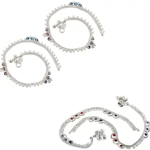 Lila Jewellery Traditional Jewellery For All Occassions Anklets Payal Pair for Women/Girls Alloy Anklet - Bzr_Combo Payal-118 & 122-(1-Pair Each)