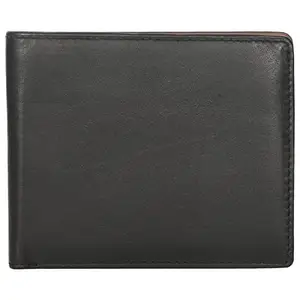 LMN Genuine Leather Black/Brown Color Wallet for Men Maya_13 (6 Credit Card Slots)