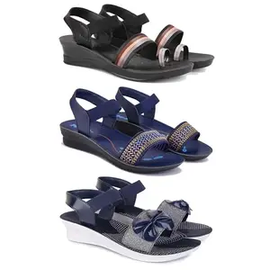 Trendy Open-Toe Sandals for Women – Soft Padded Footbed, Summer Wear | (COMBO-3)-1960-1935-1972-8
