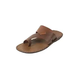 Mochi Men's Tan Faux Leather Stylish Toe Ring Slipper UK/8 EU/42 (16-1150)