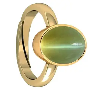 DAURAYA GEMS 6.00 Ratti Natural Cat's Eye Lehsunia Stone Gold Adjustable Ring for Men and Women (A199)