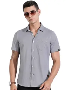 Thomas Scott Men's Slim Fit Half Sleeve Printed Knitted Shirt(TSK1374_Navy_2XL)