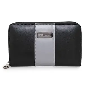 ESBEDA Black Grey Color Mid Stripe Wallet for Women