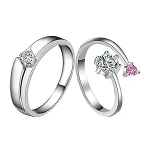 dc jewels King & Queen Sterling Silver Swarovski Zirconia Adjustable Couple Rings