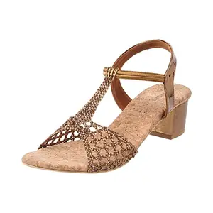 Mochi Women Ant Gold Block Heel Sandal UK/4 EU/37 (40-7)