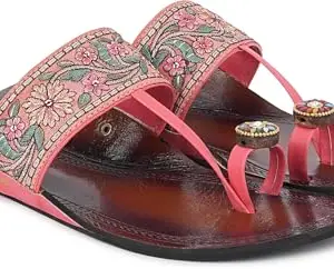 Picktoes PT-542 Women's Pink Synthetic Leather Casual Heel Sandal