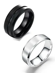 Amaal Rings for Men Combo Boyfriend gents friends girls Blue gold Silver Ring for Boys 2 Stainless Steel finger Rings Stylish Valentine Gifts Thumb band black ring for men mens ring Fashion AM225_17