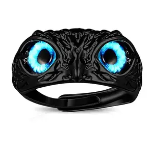 Your Next Choice Men Black Stainless Steel Black Owl Ring Stylish Finger Rings For Everyday, Casual and Formal Wear Jewellery For Mens Birthday,Valentinesday,Anniversary Gift For Boyfriend (Pack of 1)