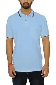 Celsius Men's Half Sleeve Double Tone Classic Solid Pique Polo with Pocket