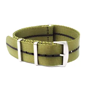 WAMD Seat Belt NATO Watch Strap (Green with Black Center Line Smooth) (22mm)