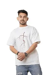 Men’s Cotton Blend Oversized T-Shirt | Round Neck | Half Sleeve | Plain-Regular Fit