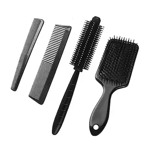 NYAMAH SALES Hair Brush Professional Styling Comb Set Variety Pack Great for All Hair Types & Styles Paddle and Round Hair Brush Straightener For Women/Men, Dressing Comb for women - Black.