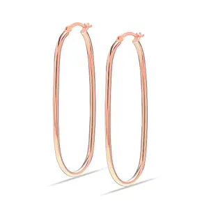 Amazon Brand - Nora Nico Rose Gold Plated Oval Large Hoop Earrings for Women and Girls 52 MM